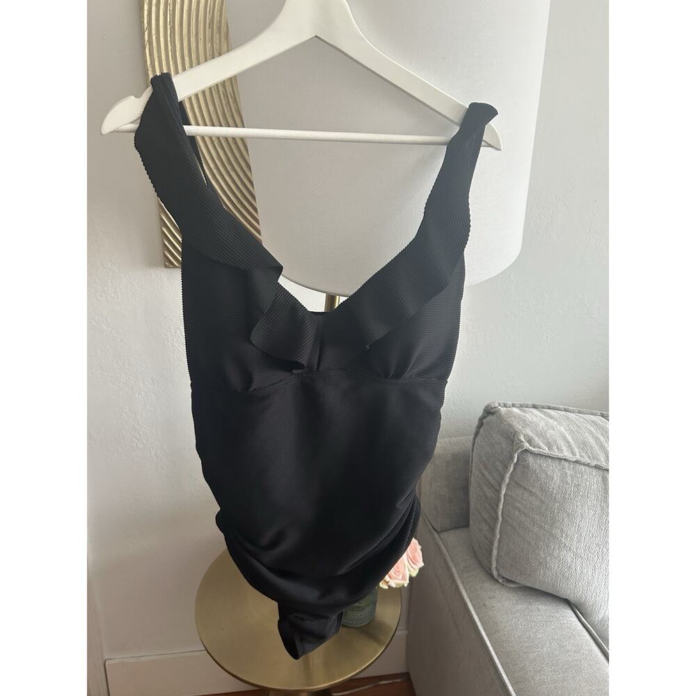 Nip Tuck Black Textured Multi Cup Ruched One Piece Swimsuit 10